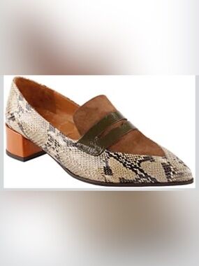 Chie Mihara Jeita Embossed Leather Animal Print Loafers
